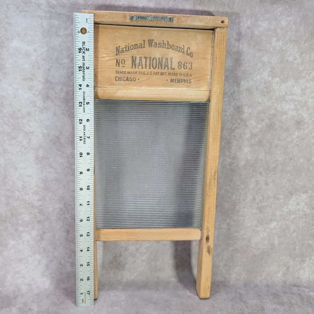 National Washboard Co No 863 The Glass King Lingerie Wash Board Wooden Frame